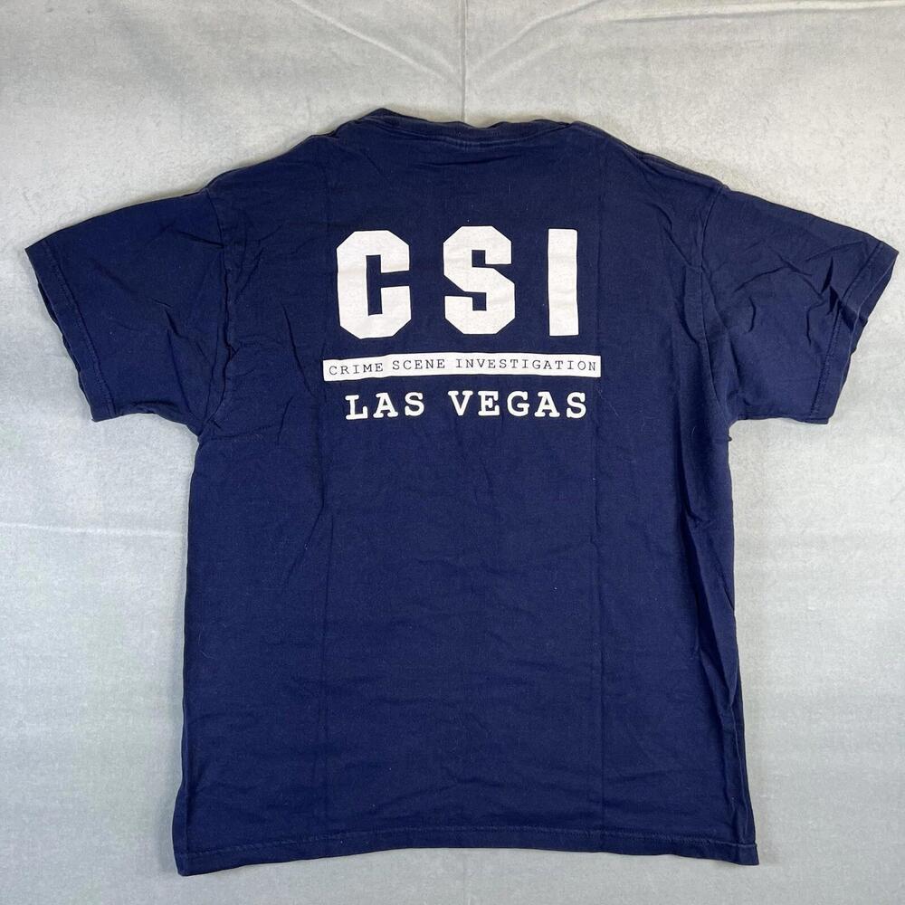 Vintage Y2K CSI Crime Scene Investigation Las Vegas T-Shirt Mens Large Navy Blue - Picture 5 of 7